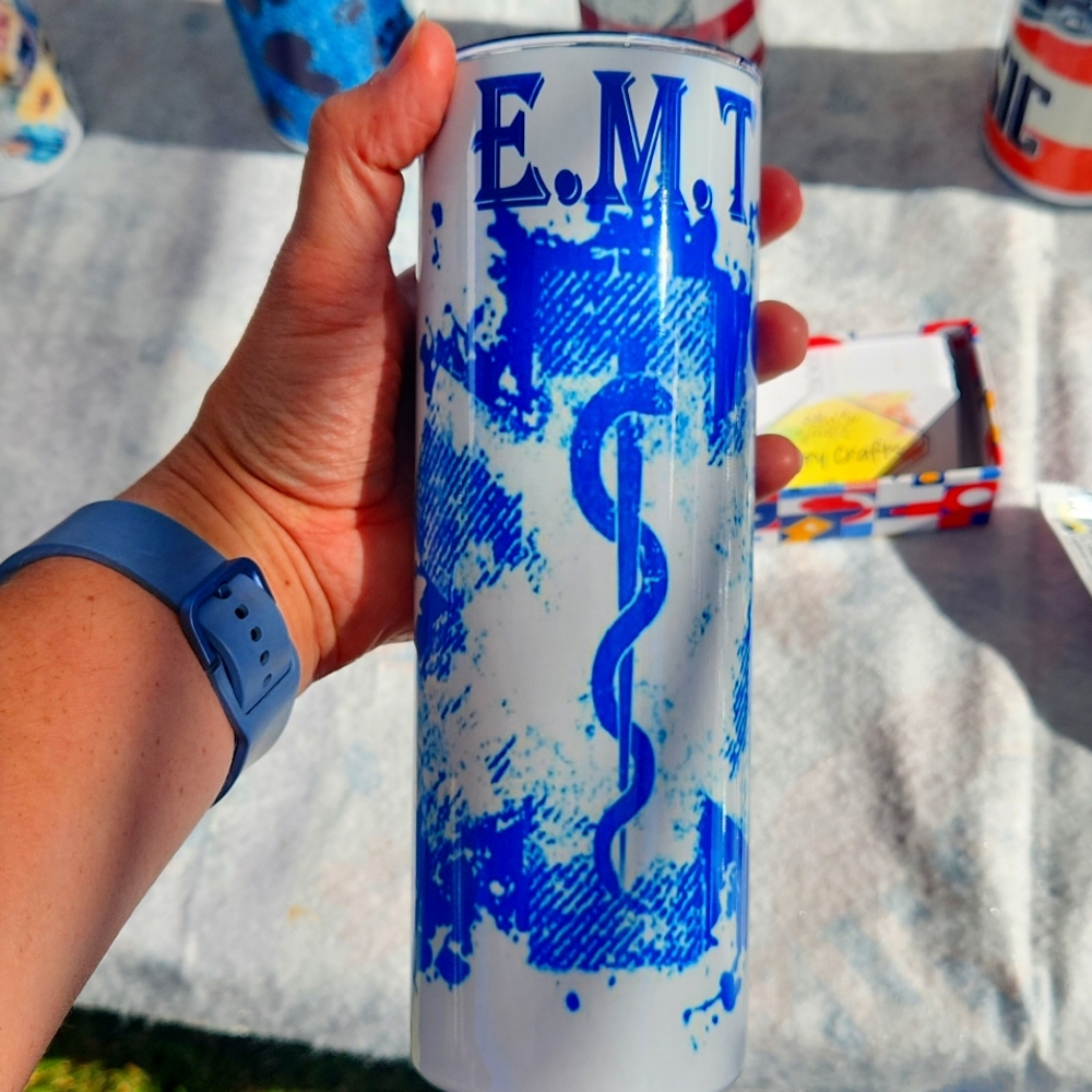 E.M.T. 20oz skinny tumblers